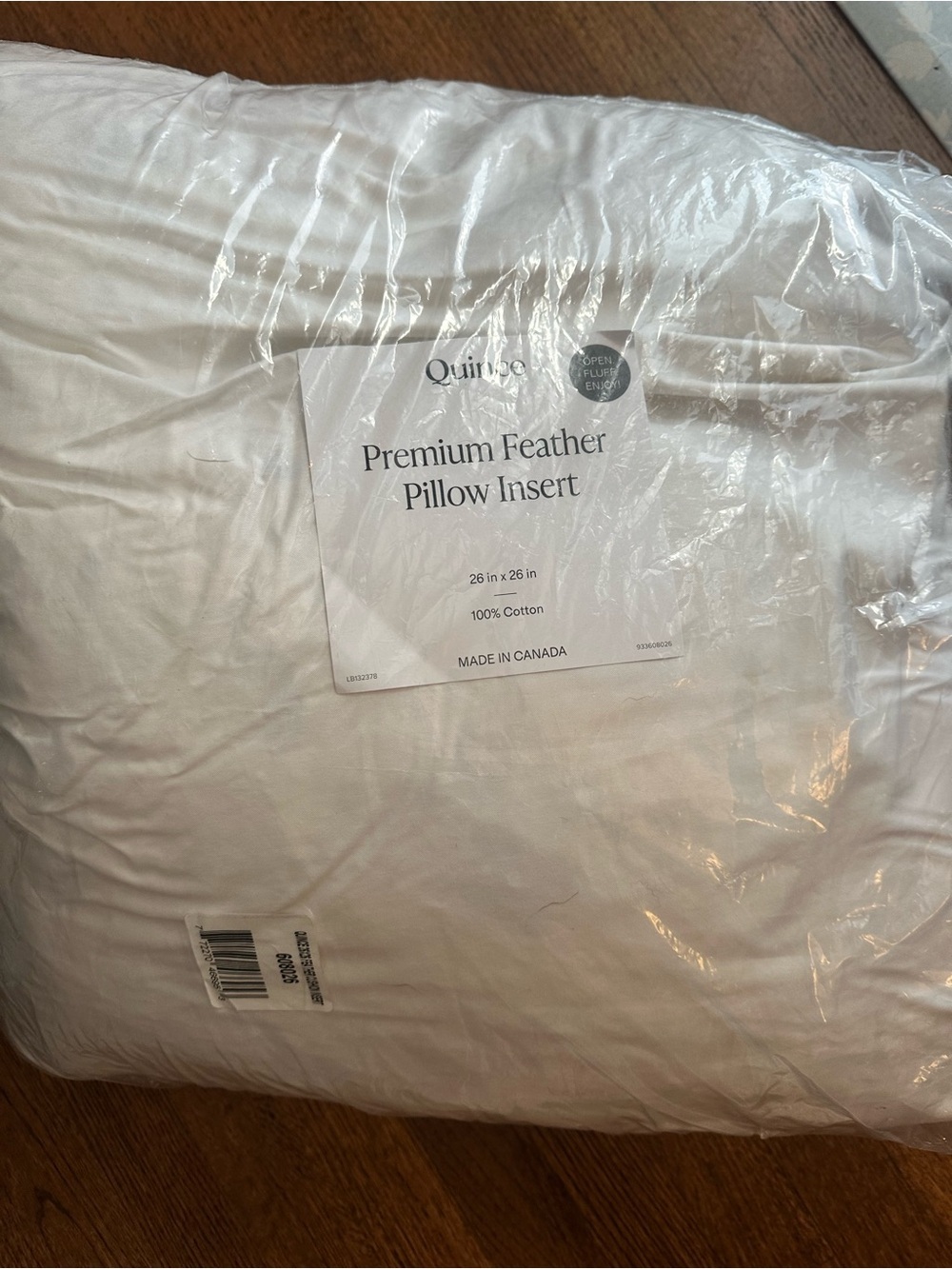 Quince Premium Feather Pillow Insert 26” x 26” 100% Cotton - NWOT - Picture 2 of 5